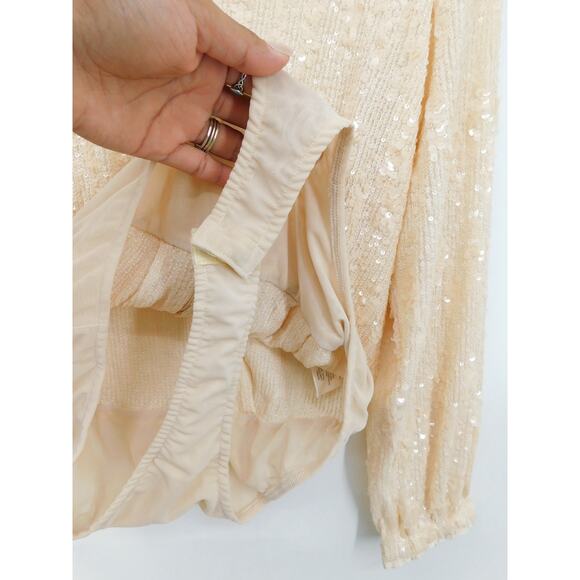 NWT Heartloom Ivory Sequin Turn Button Down Collar Beatrix Bodysuit Size Small - Picture 4 of 9